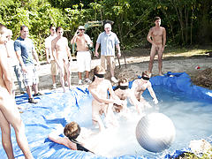 There is nothing like a nice summer time splash, especially when the pool is man made and ghetto rigged as fuck gay group sex party